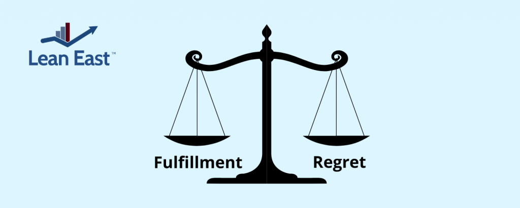 A balanced scale showing Fulfillment vs. Regret