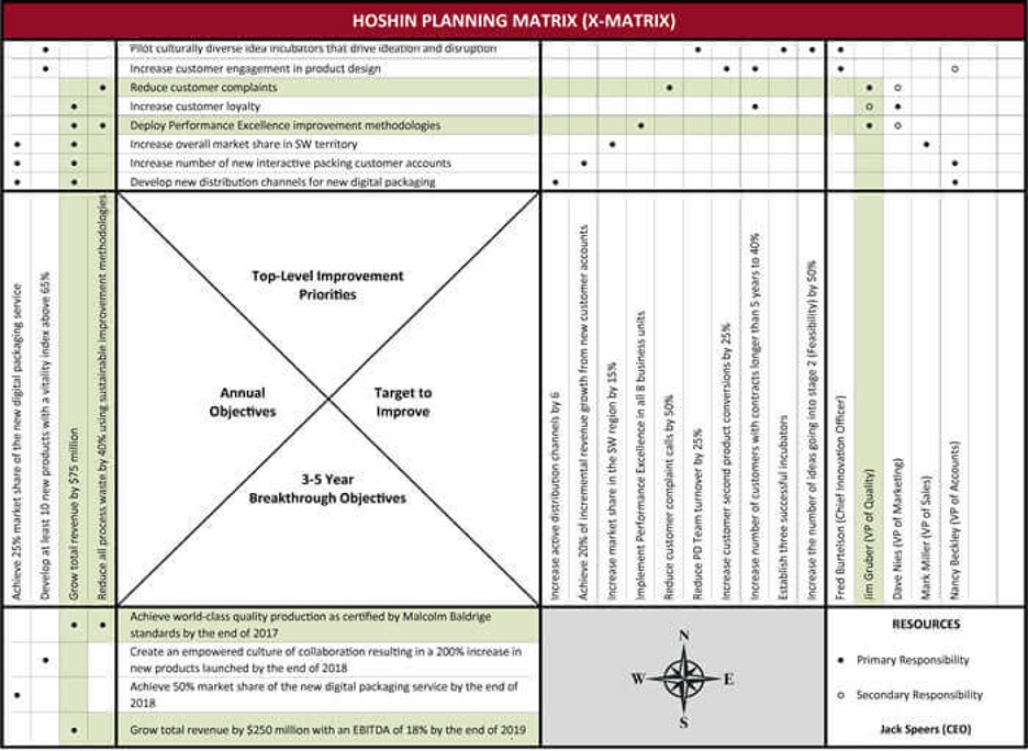 Hoshin Planning Matrix (X-Matrix) - Organizational Improvement Methodologies